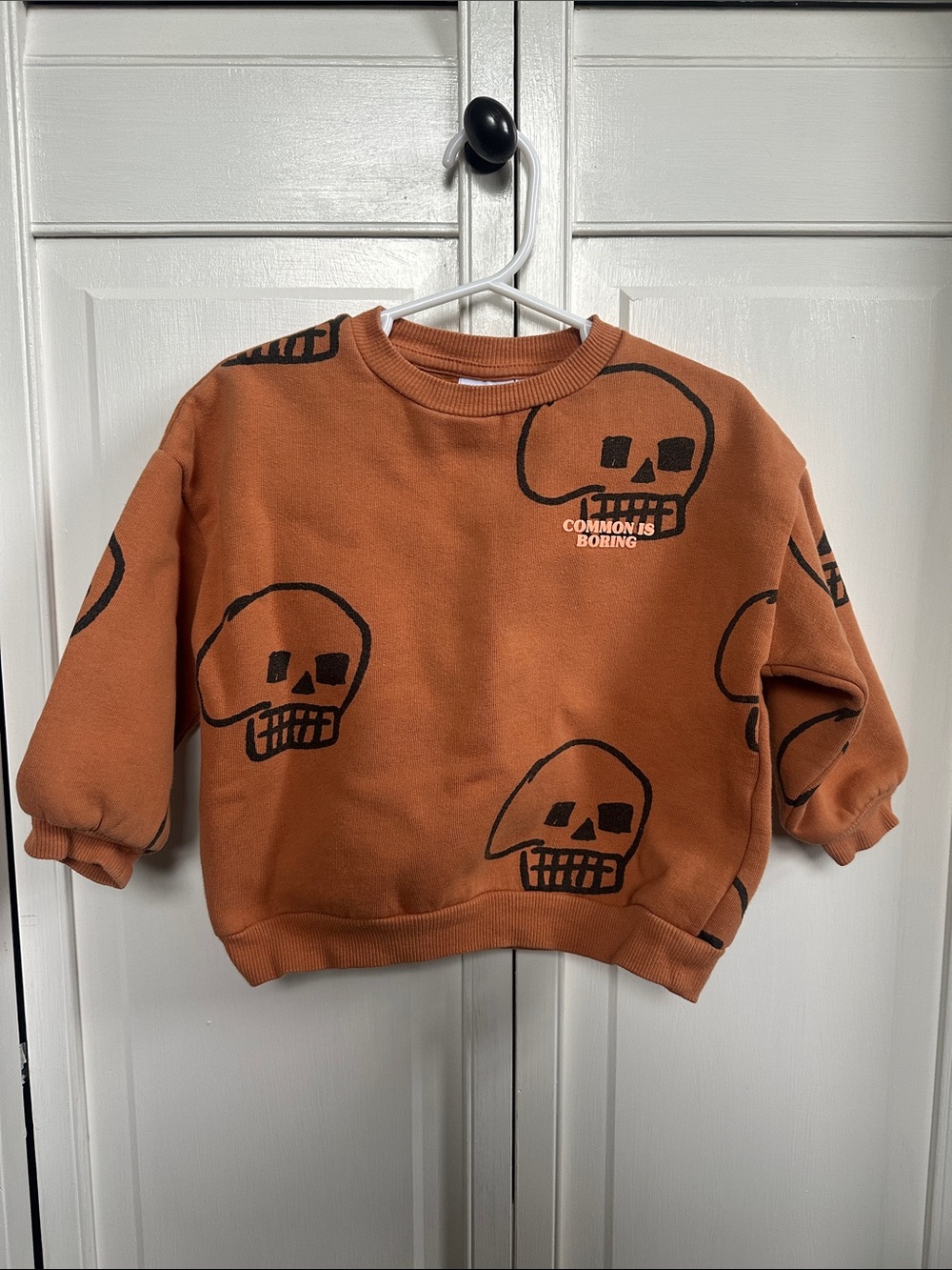 Zara Kids Skull Graphic Sweatshirt - Rust Orange